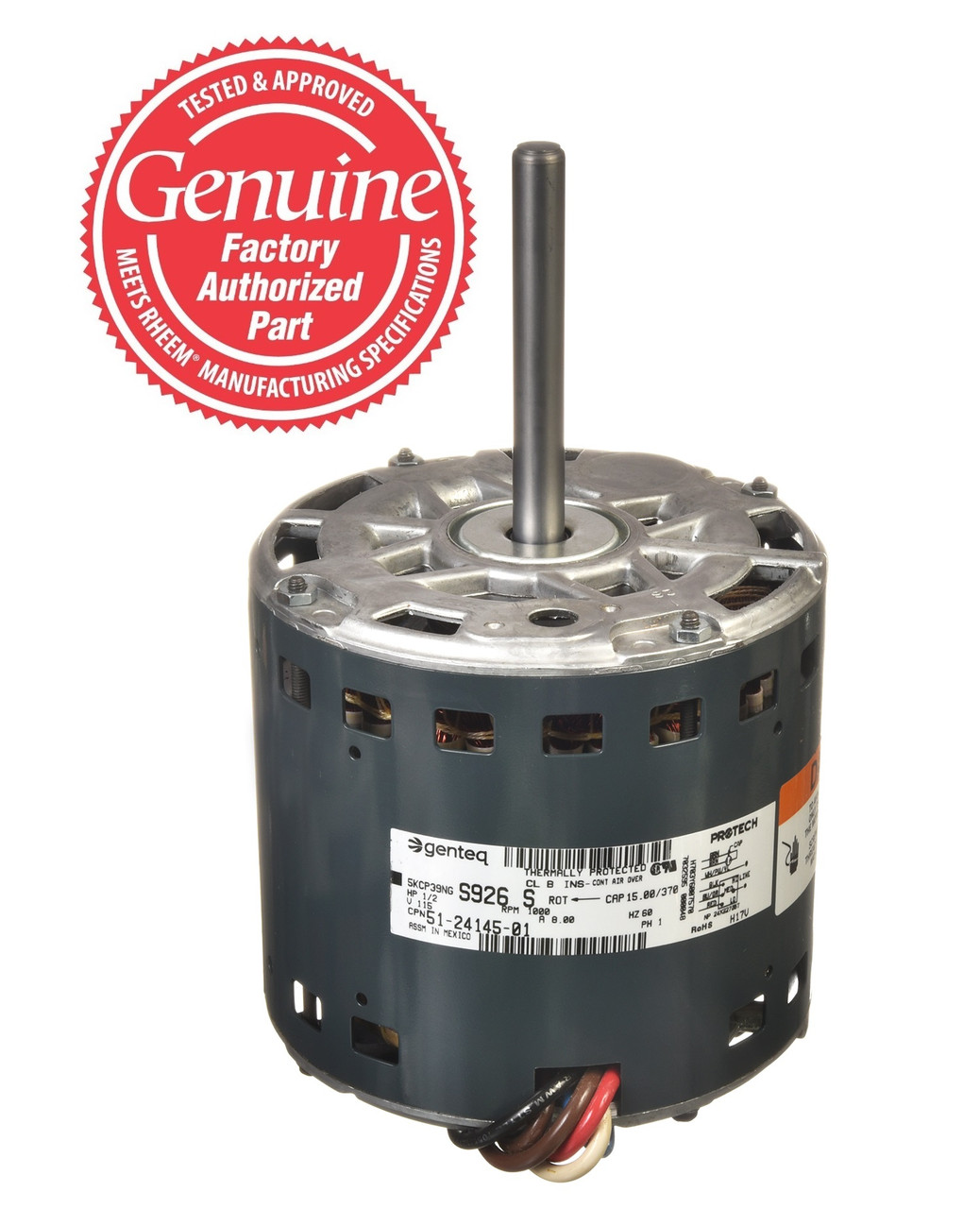 Rheem 512414501 Blower Motor 1/2 hp 120/1/60 (1075 rpm/3 speeds