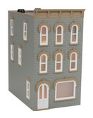 MTH Raiking Railtown 3-Story Town House Gray W/Tan Trim O scale 30-90599