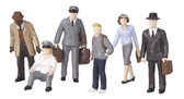MTH Railking Bus Station Employee and Patrons 6 Piece Figure Set #4 30-11048