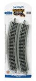 Bacmann 18’ Curved EZ Track System Nickle Silver Rails with Gray Bed (4 Pieces)  Ho Scale 44501