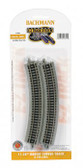 Bachmann 11.25” Radius Curved Track Nickle Silver Rails Gray Roadbed (6 per Card) N Scale 44801