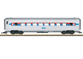 This is a model of a streamliner passenger car for the American passenger train company Amtrak. The paint scheme and lettering are prototypical for Era IV. It also has a different car number from that for 36601. The car has a factory-installed complete interior and interior lighting. It also has metal wheelsets, 2 of them ball bearing wheelsets for current pickup.
Length 76 cm / 29-15/16".

The locomotives to go with this car are available under item numbers 21580, 21581, and 21582. A typical express train from Era IV – such as the famous "Sunset Limited" – can be made with the other new Amtrak cars.