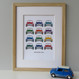 Personalised Mini Cooper Car Print - framed - multicoloured