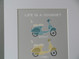 Personalised Retro Vespa Scooter Print- Blue Yellow and Green - detail