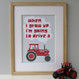 'When I Grow Up' Tractor Print - Red - Framed