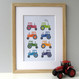 Personalised Bright Tractors Art Print - framed