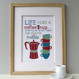 Life Is Like A Coffee Cup Personalised Print - framed