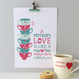 Personalised 'A Mother's Love' Gift Print - unmounted - Pink/Green