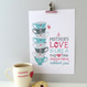 Personalised 'A Mother's Love' Gift Print - unmounted - Teal/Grey