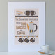 Personalised Coffee Lovers Family Print - 5 cup design - yellow/grey - mounted