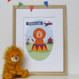 Personalised Children's Circus lion Name Print - framed