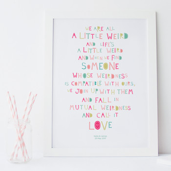 We are all weird personalised print - white frame