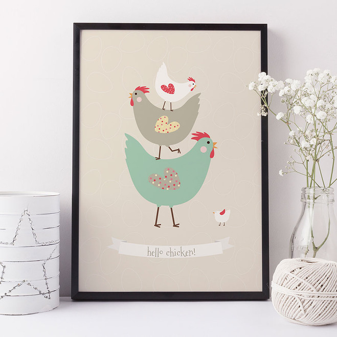 Hello Chicken! Print for Kitchens or Nursery 