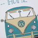 'Home Is Where You Park It' Camper Van Print - split screen blue - detail