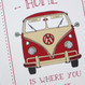 'Home Is Where You Park It' Camper Van Print - split screen red - detail