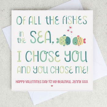 All the fishes in the sea personalised valentines card