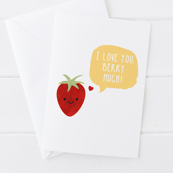 Wink Design - Funny Fruit Card - I Love You Berry Much - Valentines Card