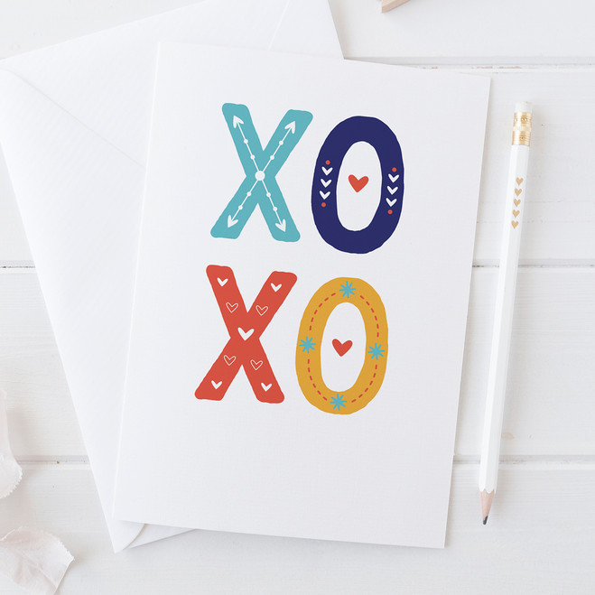 Wink Design - XOXO Hugs and Kisses - Love Card, Valentines Card