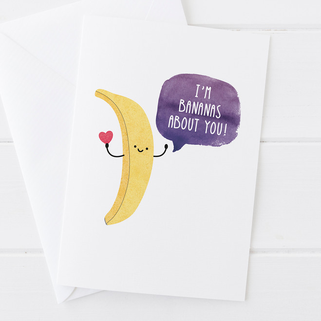 Wink Design - I'm Bananas About You - Funny Valentines Card