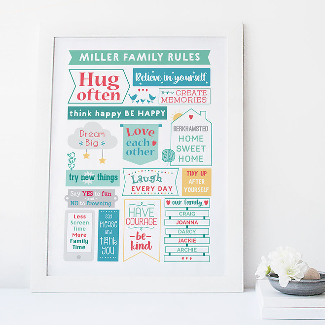 Colourful Family Rules Print by Wink Design 