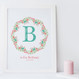 Floral Initial Letter Birth or Christening Print by Wink Design 

