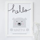 Hello Bear Personalised Print for children by Wink Design 