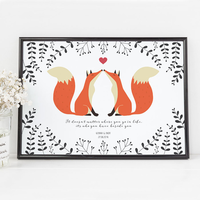 Personalised Foxes in Love Print