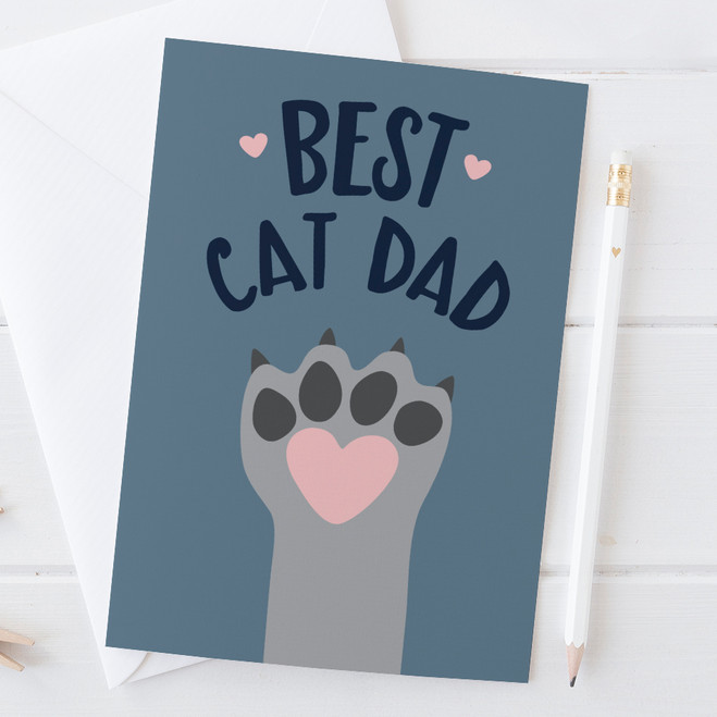 Wink Design Best Cat Dad Fathers Day or Birthday Card