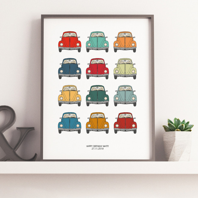 VW Beetle Car Print - personalised