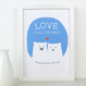 Love is All You Need Personalised Bear Love Print - Light Blue