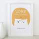 Love is All You Need Personalised Bear Love Print - Sunshine Yellow