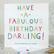 Funny 'Fabulous Darling' Birthday Card