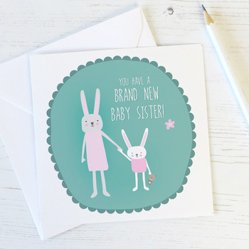 New Baby Sister Card for Big Sisters by Wink Design 