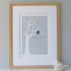 Love Birds Print - Eau-De-Nil - oak framed