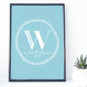 Monogram blue initial birth print by Wink Design 