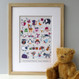 Personalised Children's Alphabet Print - Oak Framed - one line of personalisation 