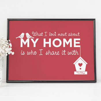 'What I Love Most About My Home' Personalised Print - Cranberry