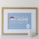 'What I Love Most About My Home' Personalised Print - Pale Blue with Red Accents