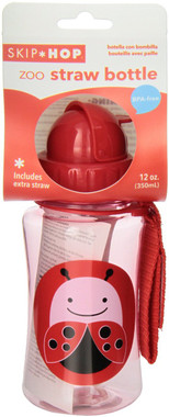 Skiphop Zoo Straw Flip Bottle - Ladybug 12 oz