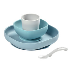 Beaba 4-Piece Silicone Suction Meal Set in Grey