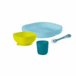 Beaba 4-Piece Silicone Suction Meal Set in Peacock