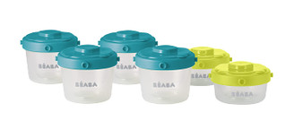 Beaba Clip 6 Piece Food Storage Container Set in Peacock