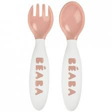 Beaba New beaba second stage ergonomic cutlery-rose
