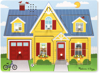 Melissa and Doug Around the House Sound Puzzle - Wooden Peg Puzzle (8 pcs)