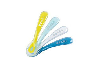 Beaba 2nd Stage Silicone Spoon - set of 4 - Blue/green