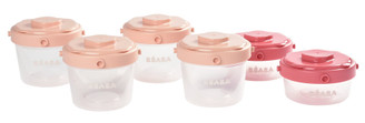 Beaba Clip Portions 6pk 2oz/4oz Pink