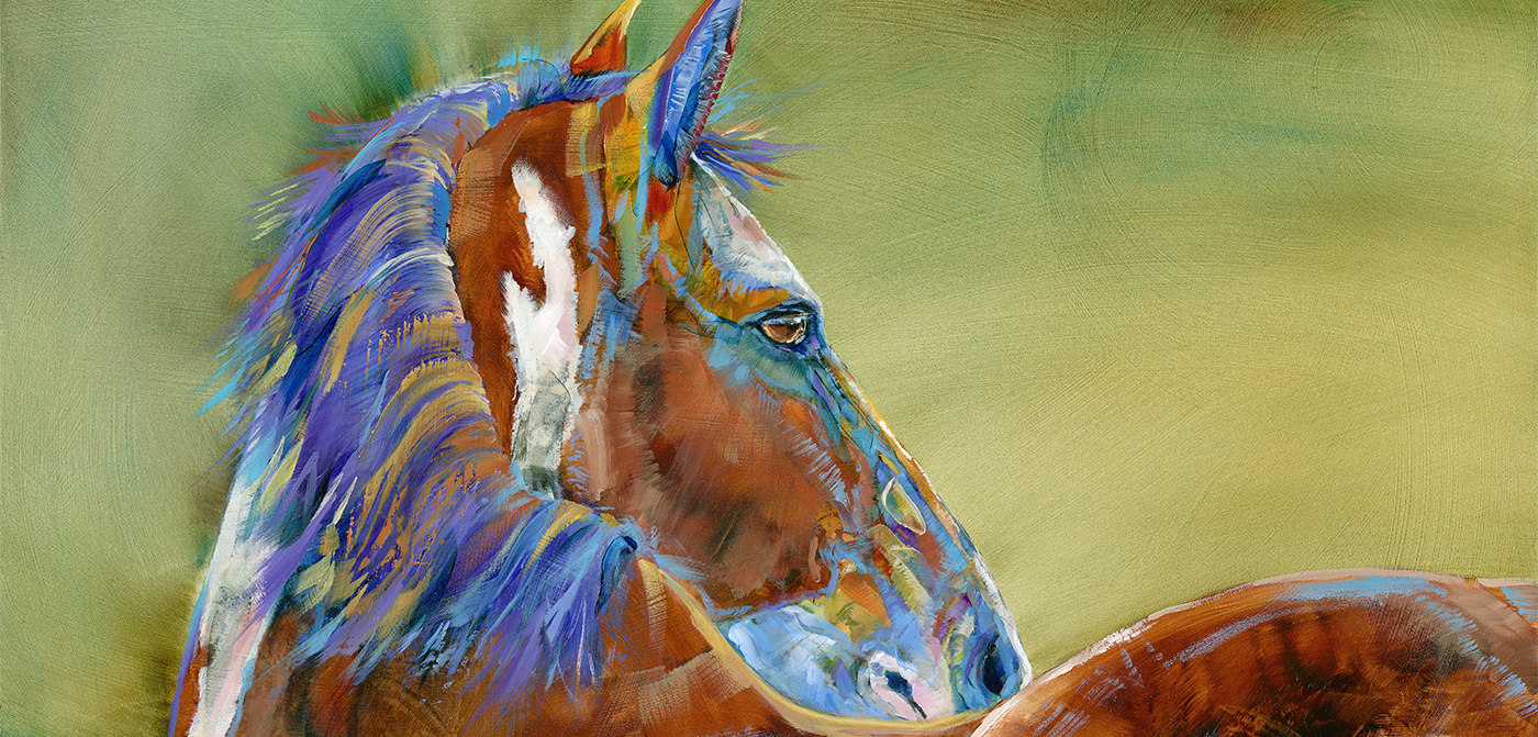 horse painting by montana artist carol hagan