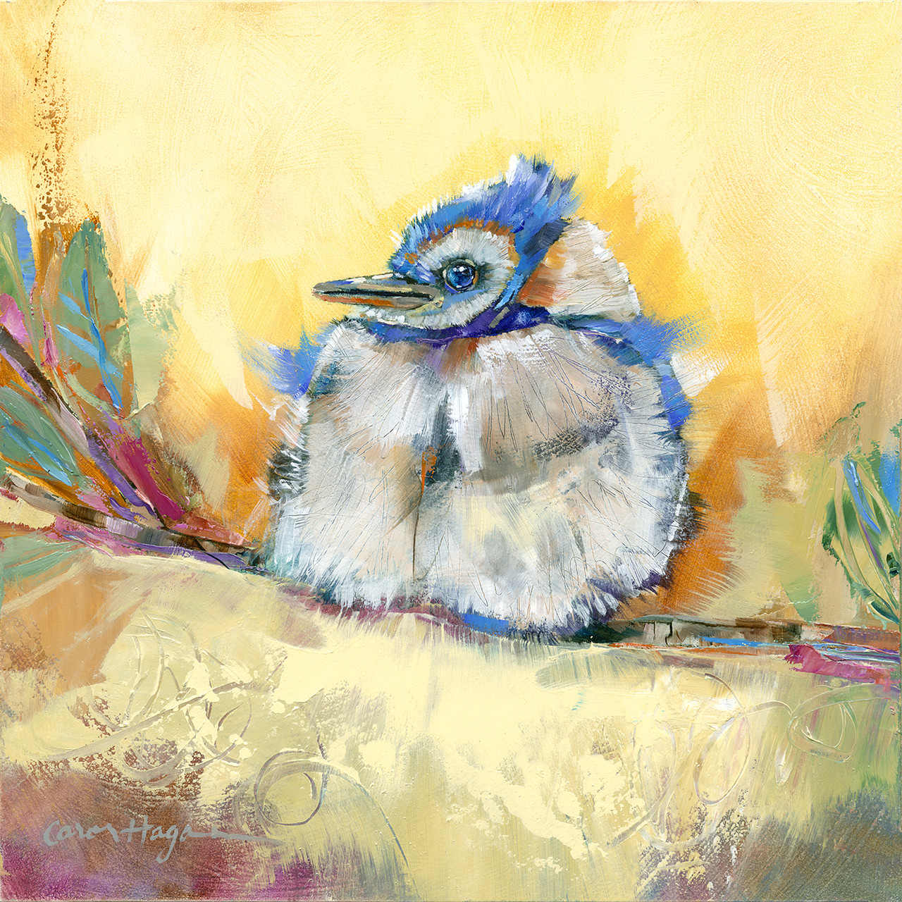 Little Boy Blue Bird Paintings Carol Hagan Studios