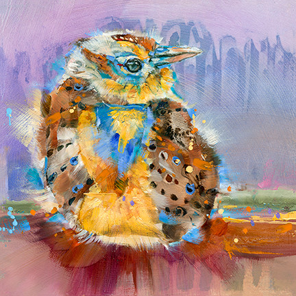 "Baby Meadowlark" print on metal by Carol Hagan.