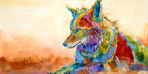 Fiesta Coyote on Siesta Metal Print Carol Hagan